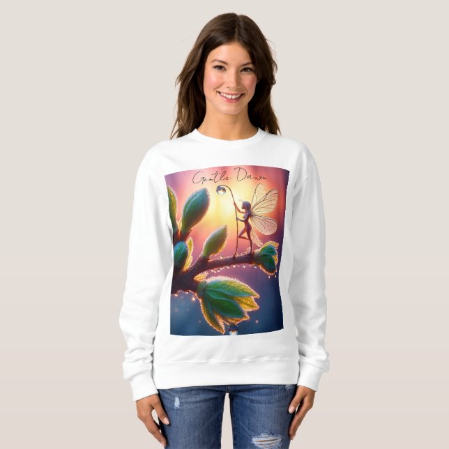 Glowing sunrise background with winged creature t shirt (Hel framsida)