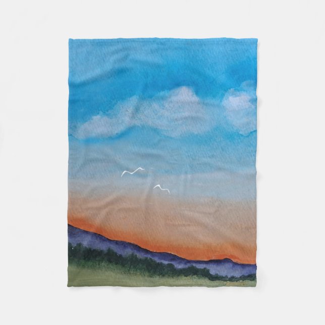 Glowing Sunset Backe Fleecefilt (Framsidan)