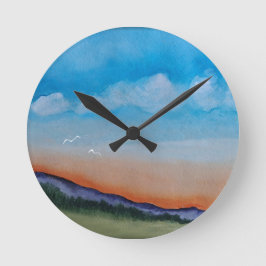 Glowing Sunset Backe Rund Klocka