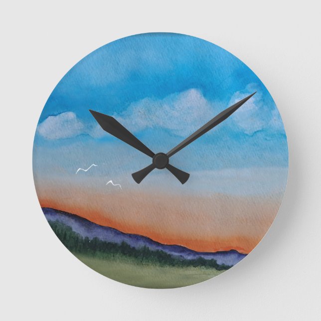 Glowing Sunset Backe Rund Klocka (Framsida)