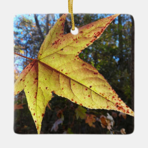 Glowing Sweetgum Löv i skogen Julgransprydnad Keramik