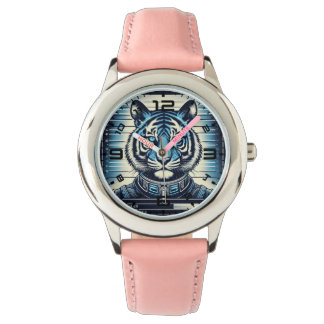 Glowing Tiger Mugshot Rosa Watch Armbandsur