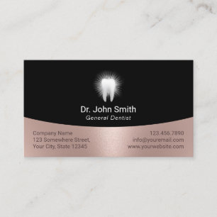 Glowing Tooth Black & Ro Guld Dental Möte Tidsbeställning Kort