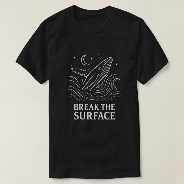 Glowing Whale Line-Art Ocean Power T Shirt (Design framsida)