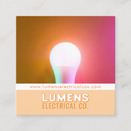 Glowing White Bulb Electrical Affärskort Fyrkantigt Visitkort