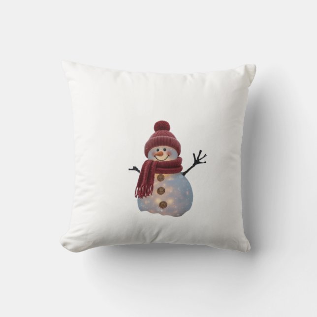 Glowing Winter Snowman - Cozy Christmas Night Kudde (Framsida)