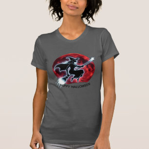 Glowing Witch Flies Red Måne Tee