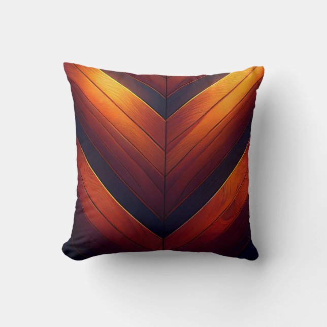 Glowing Wooden Chevron Kudde (Framsida)