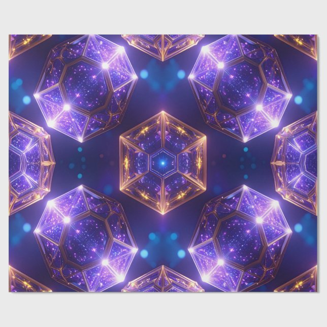 Glowing Wrap Lila Guld Crystal Gift Wrap Presentpapper (Platt)