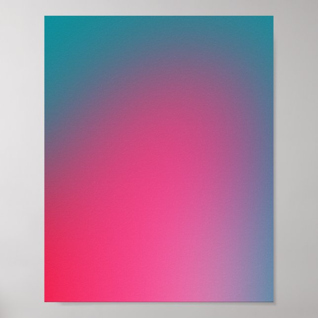 Glowy Turkos och Rosa Gradient Poster (Framsidan)