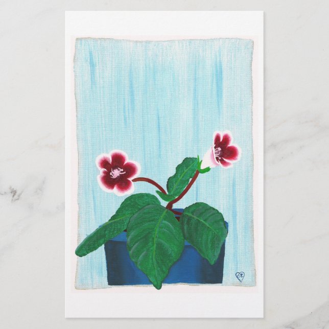 Gloxinia Afrikansk Violett Blomma Brevpapper (Framsida)