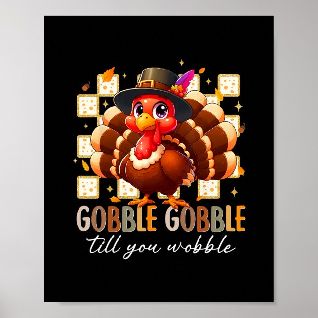 Glucka Tills Du Vacklar Rolig Kalkon Tacksgiving D Poster (Framsidan)