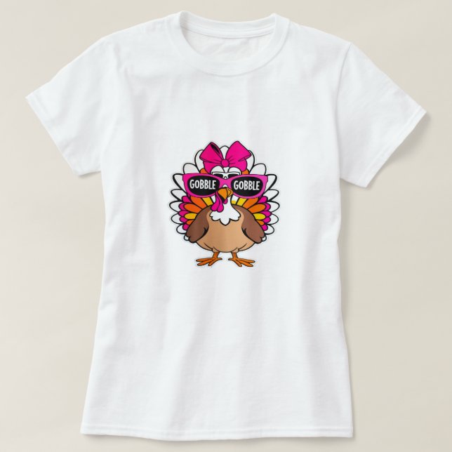 Glucka Turkdag Glad Thanksgiving T Shirt (Design framsida)