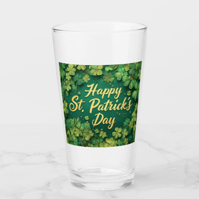 Glücklich St. Patricks dag Klöver Design Glaskopp (Framsida)