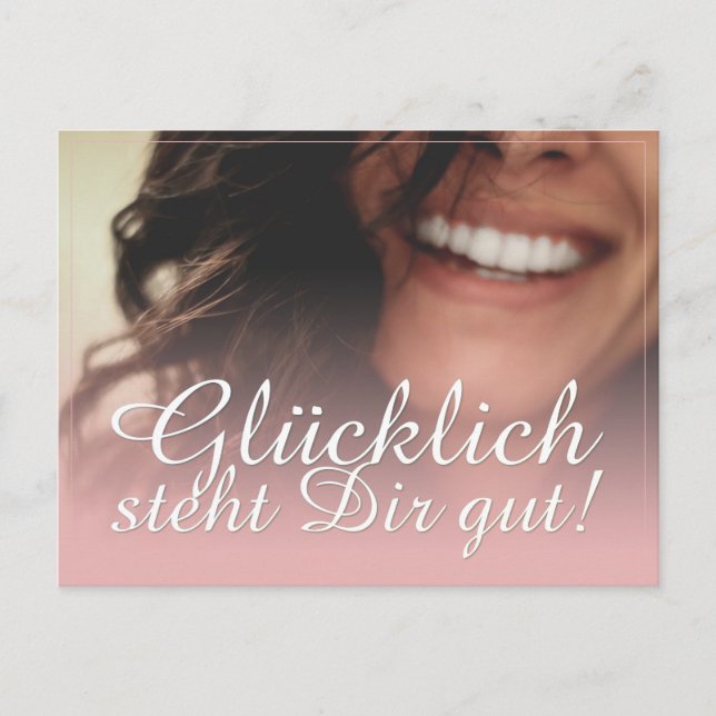 Glücklich steht Dir gut! - Rosé Helg Vykort (Framsida)