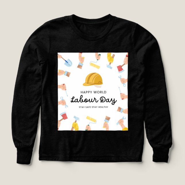 Glücklich värld arbetar dag design t shirt (Design framsida)