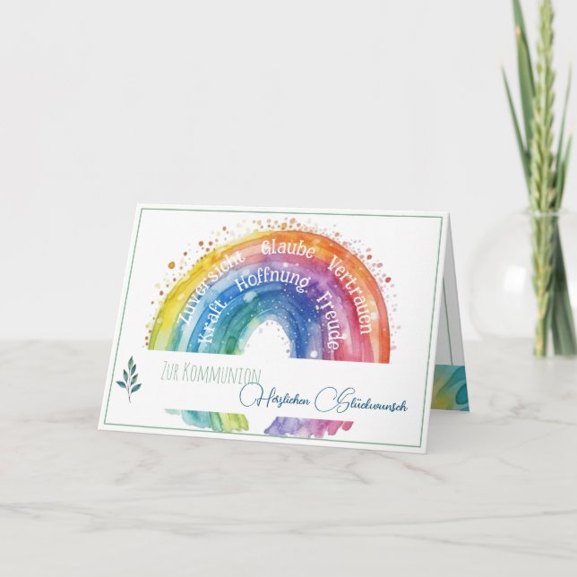 Glückwünsche zur Konfirmation/Kommunion Regenbogen Anteckningskort (Framsida)