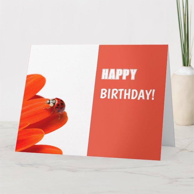Glückwunschkarte Marienkäfer auf oranger Blüte Kort (Framsida)