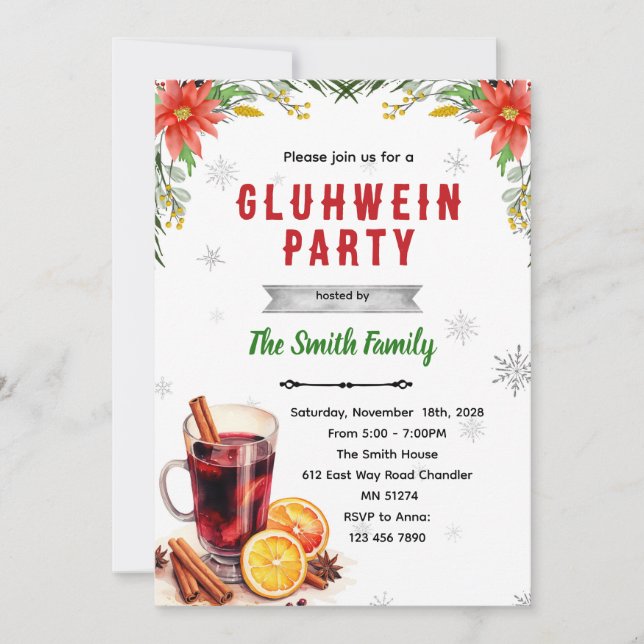Gluhwein Party Christmas Party invitation Inbjudningar (Framsida)