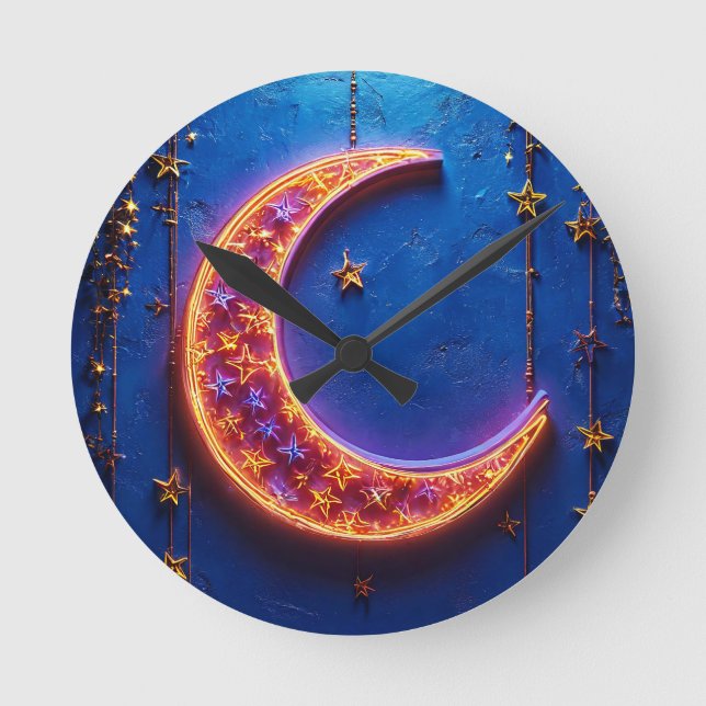 Glukande halvmåne måne rund klocka (Framsida)