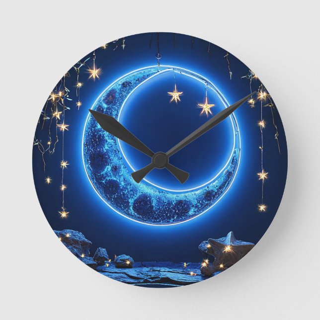 Glukande halvmåne måne rund klocka (Framsida)