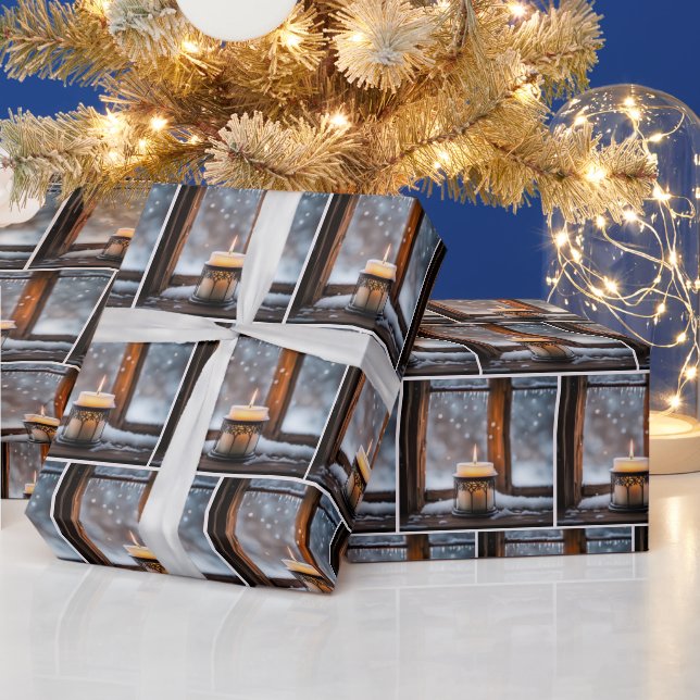 Glukande julljus i Snö Presentpapper (Helgdagar)