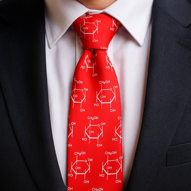 Glukos Molecule Chemistry Science Thmet Red Slips (Glucose Molecule Chemistry Science Themed Red Neck Tie)