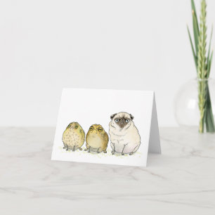 Glum Chums pug and toads card Kort