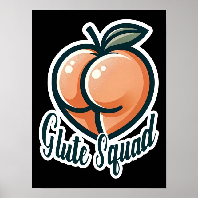 Glute Squad Rosa Stjärten Glutes Gym Träning Poster (Framsidan)