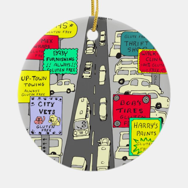 gluten 606 frigör tecknaden julgransprydnad keramik (Framsidan)