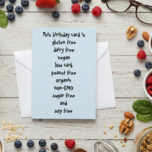 Gluten Dairy Sugar Soy Carb Free Birthday Kort