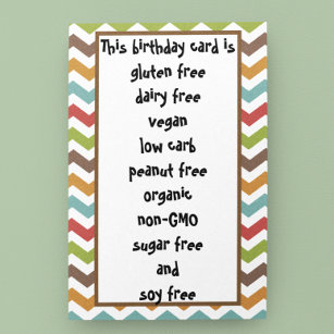 Gluten Dairy Sugar Soy Carb Free Birthday Kort