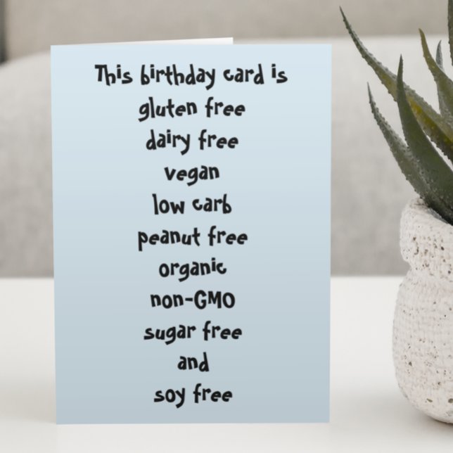 Gluten Dairy Sugar Soy Carb Free Birthday Kort (Skapare uppladdad)