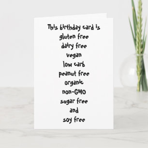 Gluten Dairy Sugar Soy Carb Free Birthday Kort