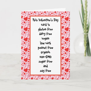 Gluten Dairy Sugar Soy Carb Free Funny Valentine Kort