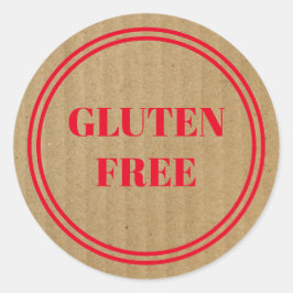 Gluten Free Allergy Säker Kraft Papper Simple Red Runt Klistermärke