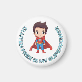 Gluten Free är Min supermakt - Tecknad Hero Celiac Magnet