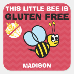 Gluten Free Bumblebee Celiac Red Stickers Fyrkantigt Klistermärke
