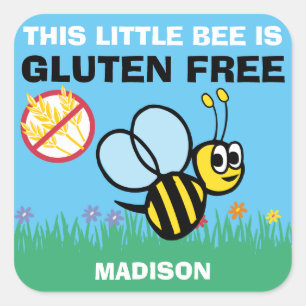 Gluten Free Bumblebee Celiac Stickers Fyrkantigt Klistermärke