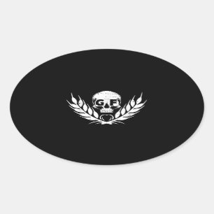 Gluten Free Coola Skull Warrior Gift Ovalt Klistermärke