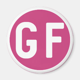 Gluten Free GF Circle Magenta och White Magnet