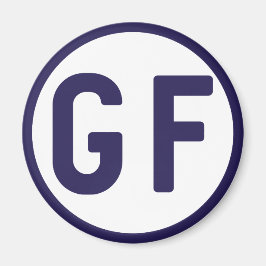 Gluten Free GF Circle Navy Blue and White Magnet