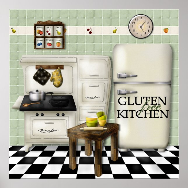 Gluten Free Kitchen Grönt Poster (Framsidan)