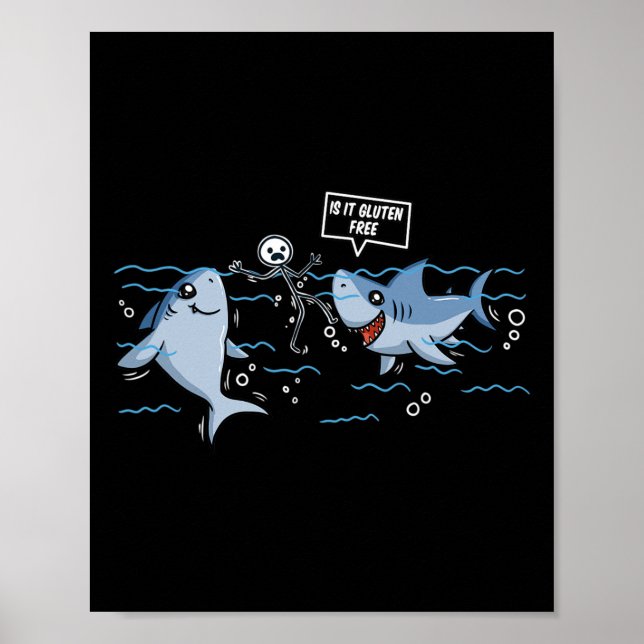 Gluten Free Shark Gift Celiac Disease Poster (Framsidan)