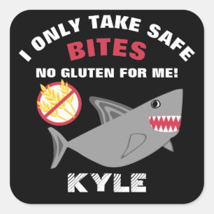 Gluten Free Shark jag tar Säkra Bitor barn Fyrkantigt Klistermärke