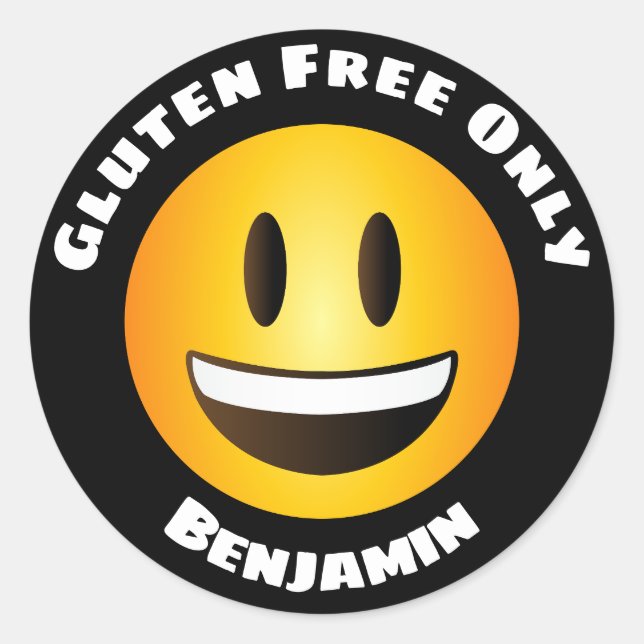 Gluten Free Smiling Emoji Ansikte Runt Klistermärke (Framsida)