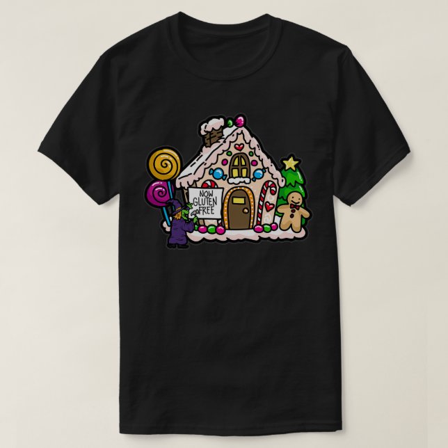 GLUTEN FREE WITCH Gingerbröd HUS Humor T Shirt (Design framsida)