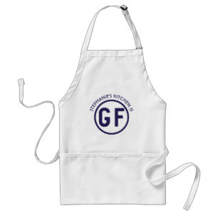 Gluten fri GF cirklar i marinblått förkläde
