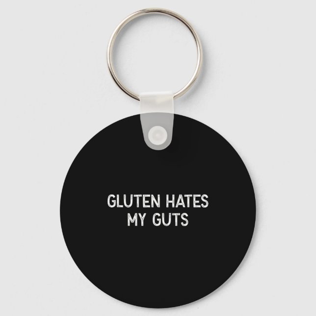 Gluten Intolerance Gluten Hates My Guts Funny Glut Nyckelring (Framsida)
