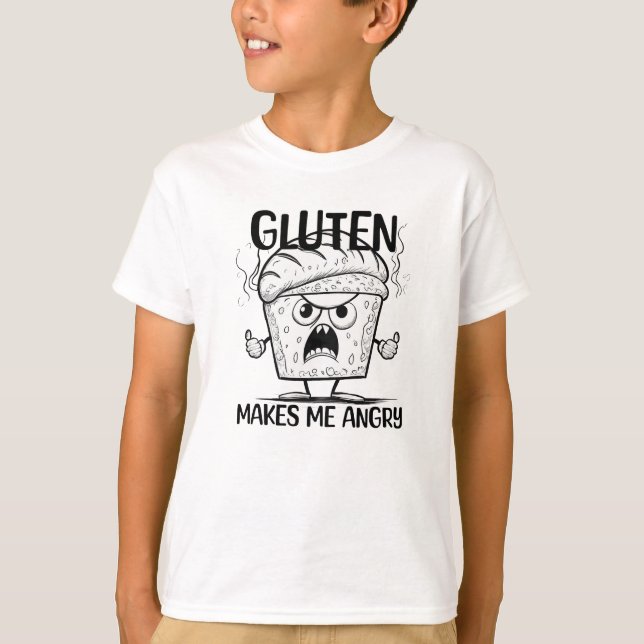 Gluten Makes Me Arg T Shirt (Framsida)